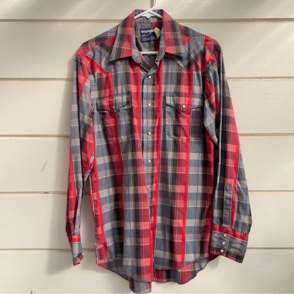 EUC Vintage Wrangler Pear Button Western Shirt Cowboy Cut